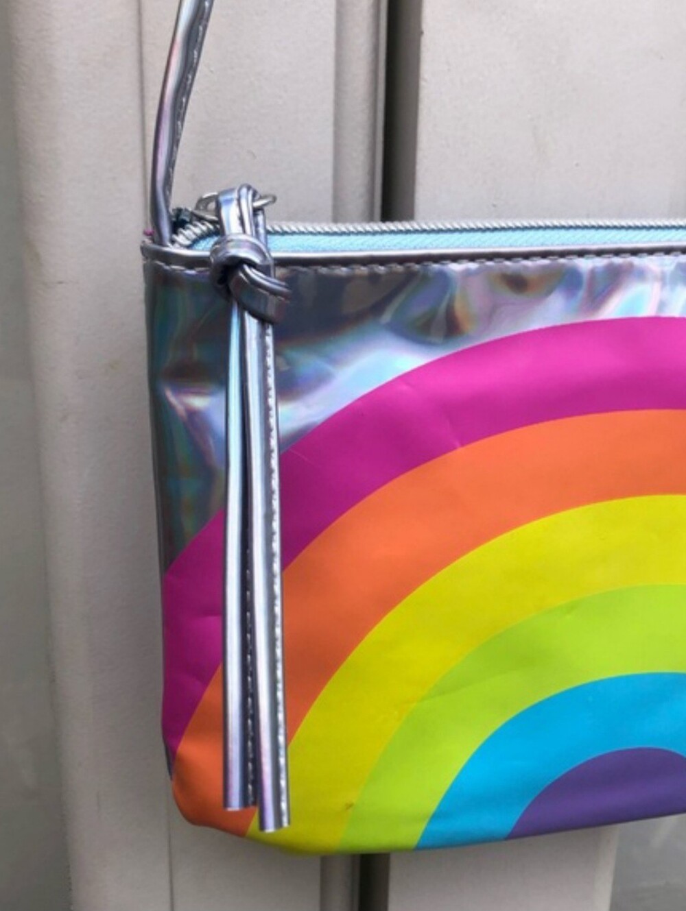 Iridescent Silver/Rainbow Crossbody Handbag